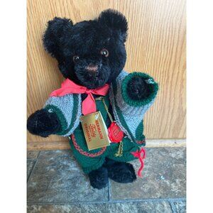 Vintage Hermann Teddy Original Black Mohair Growler West Germany Lederhosen